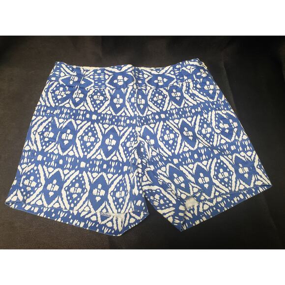 J Crew Stretch City Fit Blue & White Pattern Shorts Side Zip | Size 0 - Picture 4 of 6